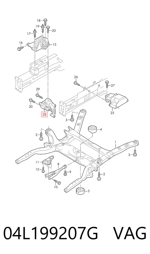 Soporte derecho del motor 04L199207G VAG