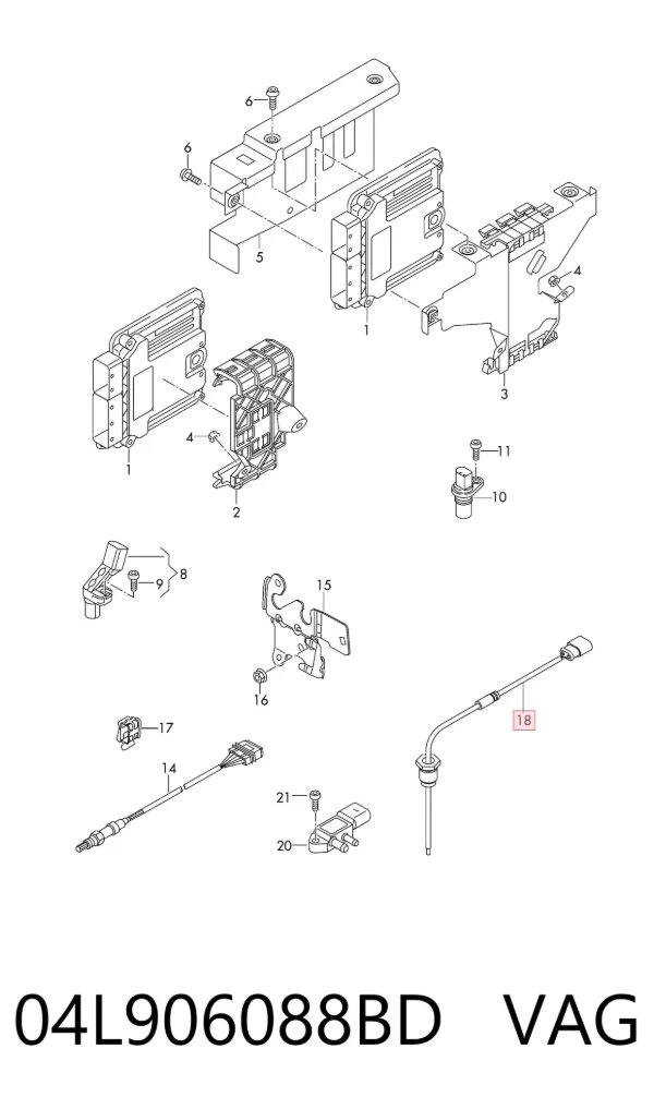 Sensor de temperatura de gases de escape antes del catalizador 04L906088BD VAG