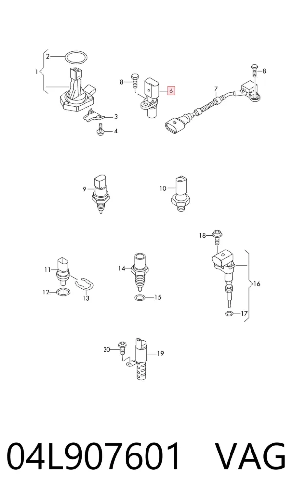 Sensor de árbol de levas 04L907601 VAG