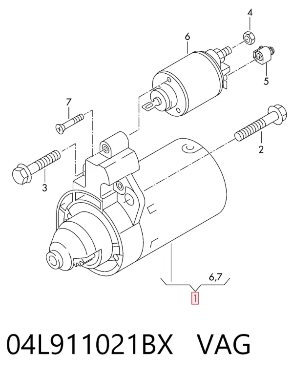 Motor de arranque 04L911021BX VAG