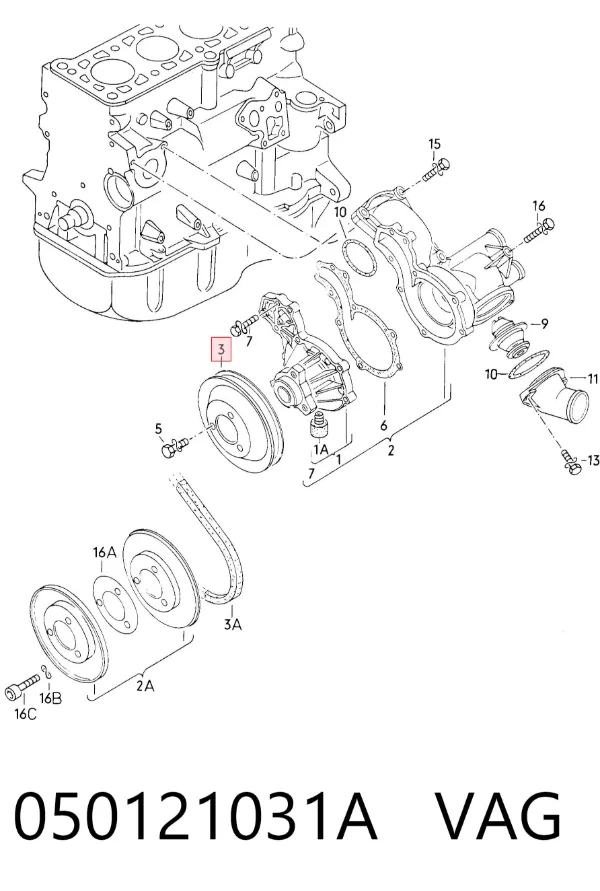 Polea de bomba de agua Audi 80 B4