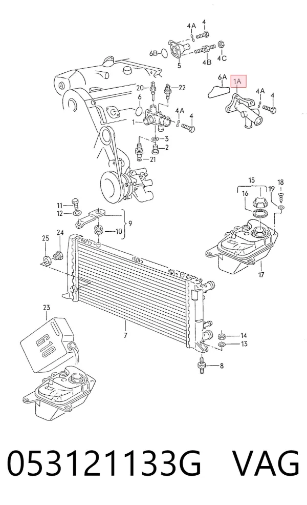 Brida del sistema de refrigeración (triple unión) 053121133G VAG
