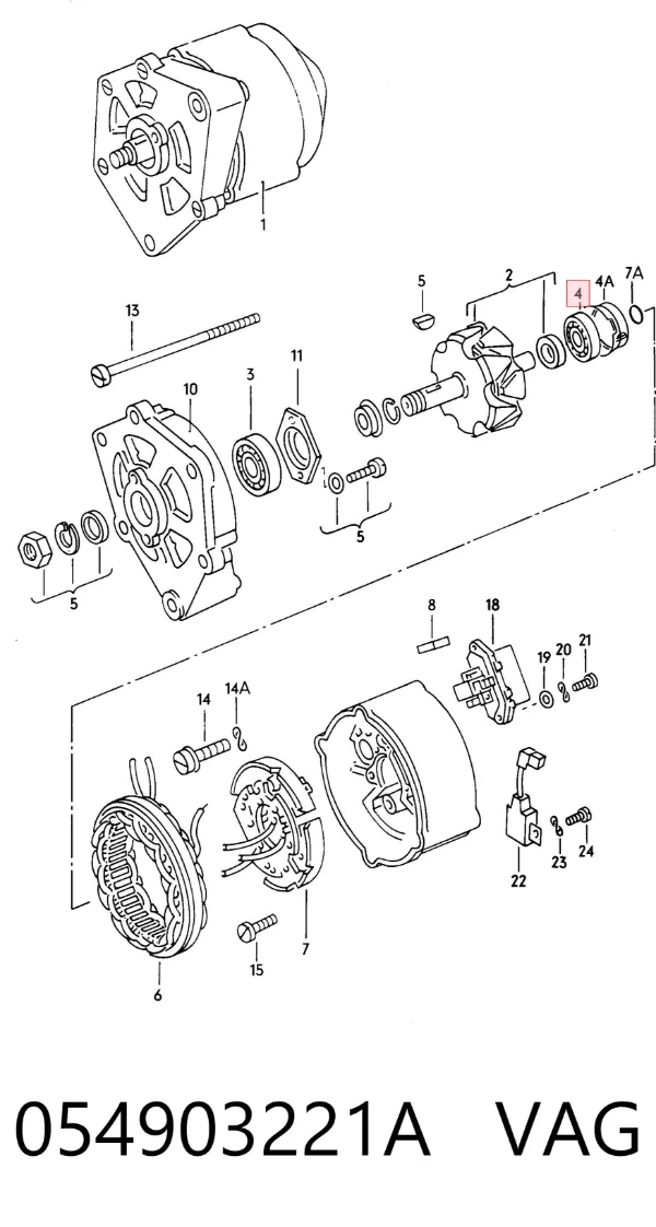 Rodamiento alternador 054903221A VAG