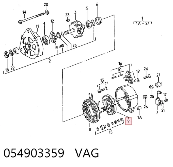 Puente de diodos, alternador 054903359 VAG