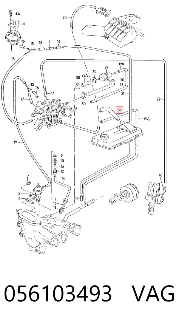 Tubo de ventilación del cárter 056103493 VAG