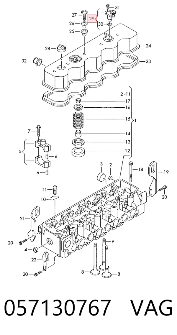 Sensor de árbol de levas 057130767 VAG