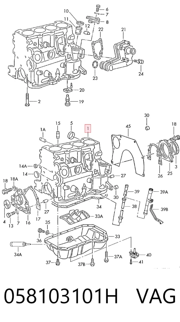 Bloque de cilindros del motor 058103101H VAG