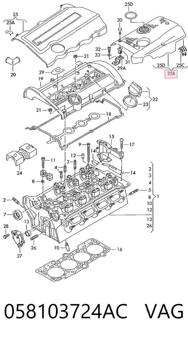 Tapa motor 058103724AC VAG