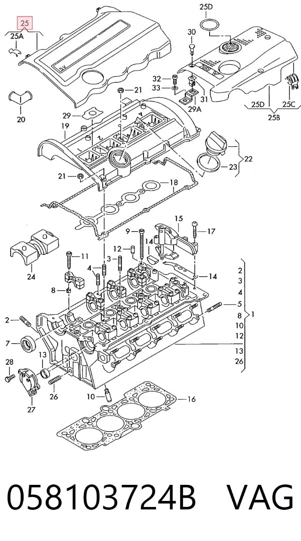 Tapa motor 058103724B VAG