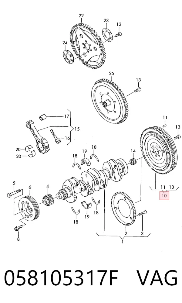 Volante motor 058105317F VAG