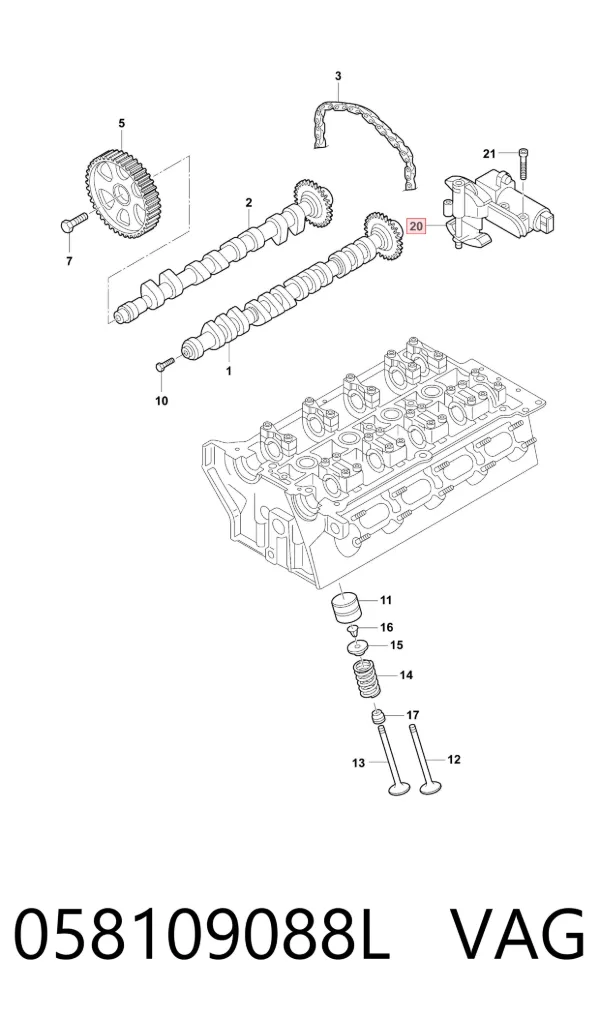 Tensor de cadena de distribución del árbol de levas 058109088L VAG