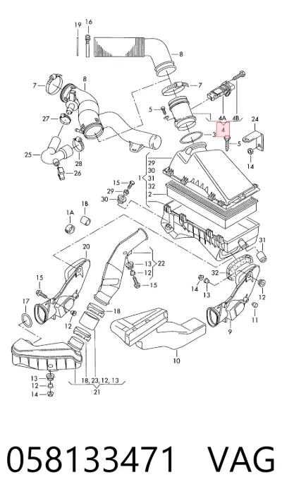 Sensor de flujo de masa de aire VAG 058133471