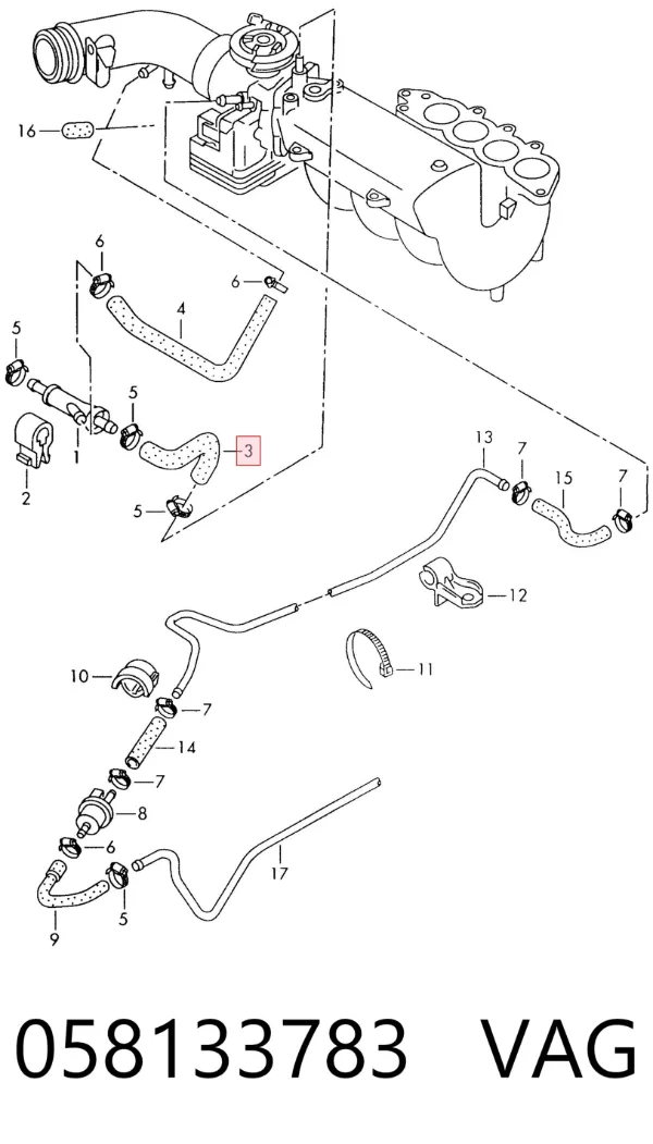 Tubo de ventilación del cárter 058133783 VAG