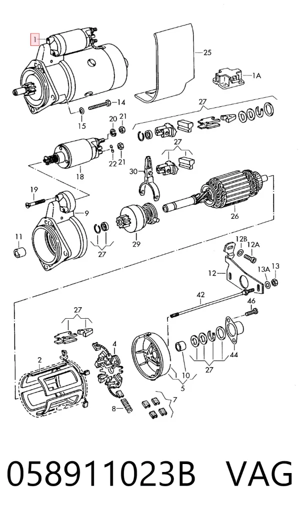 Motor de arranque 058911023B VAG