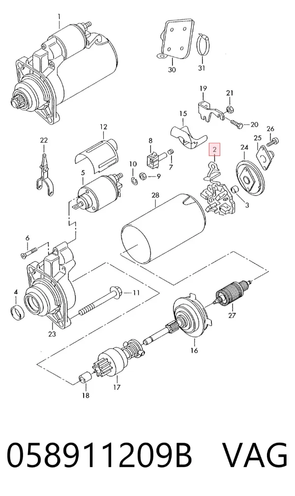 Portaescobillas motor de arranque 058911209B VAG