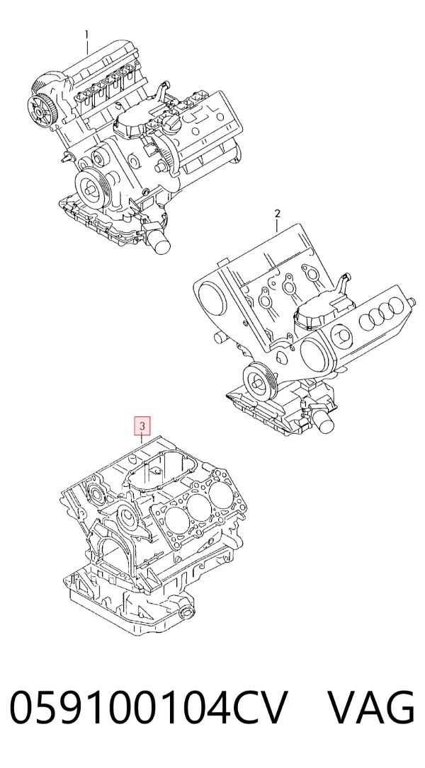 Bloque de cilindros del motor 059100104CV VAG