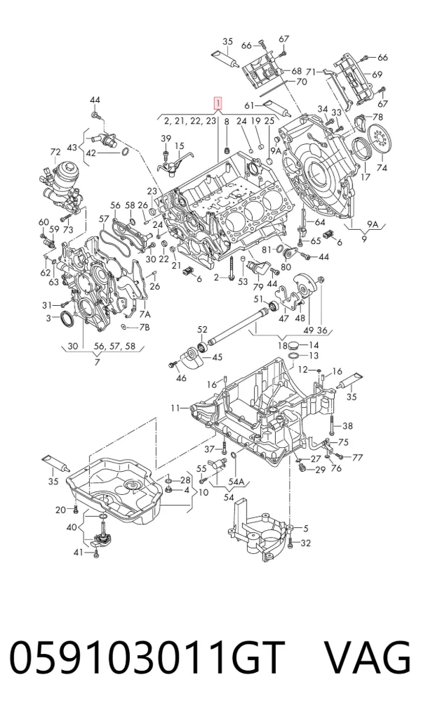 Bloque de cilindros del motor 059103011GT VAG