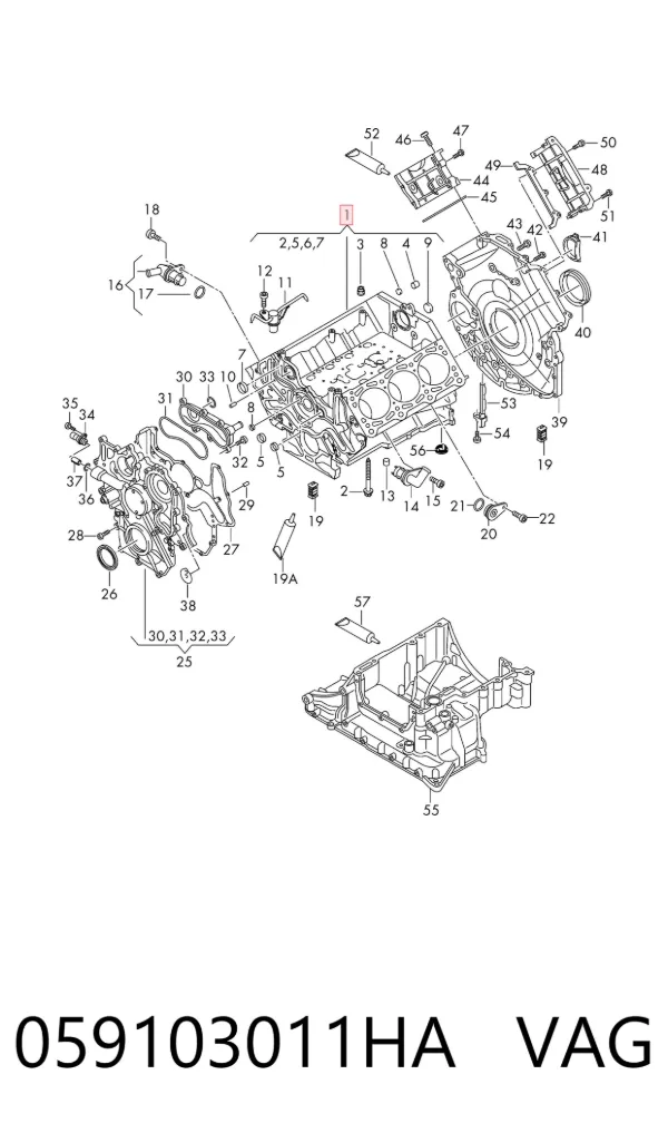 Bloque de cilindros del motor 059103011HA VAG