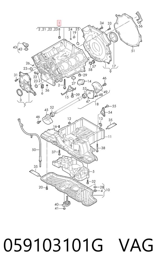 Bloque de cilindros del motor 059103101G VAG