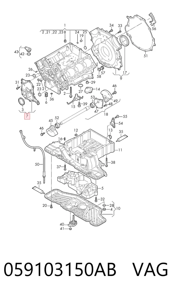 Tapa delantera del motor 059103150AB VAG