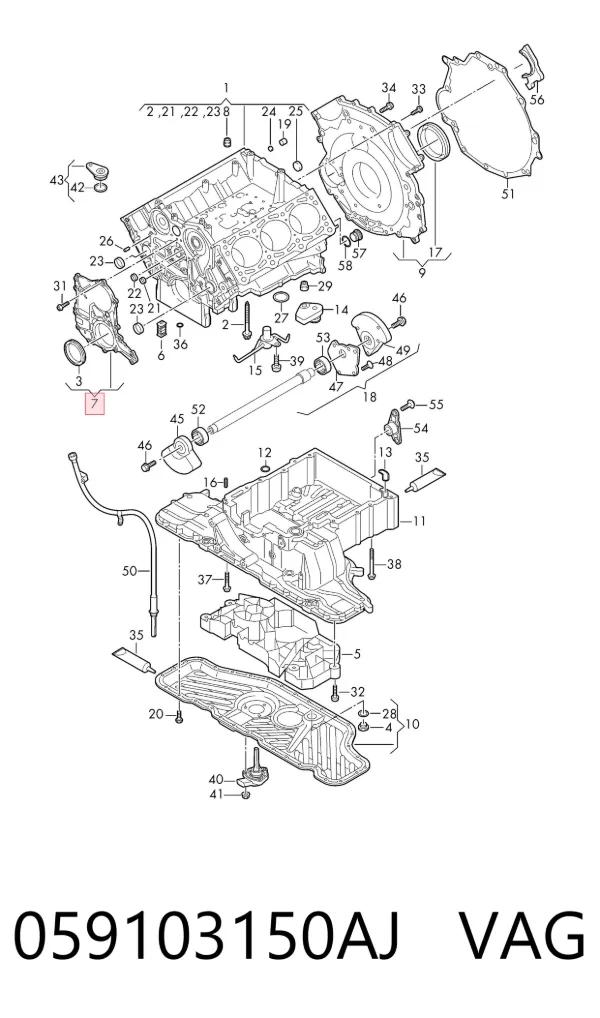 Tapa delantera del motor 059103150AJ VAG