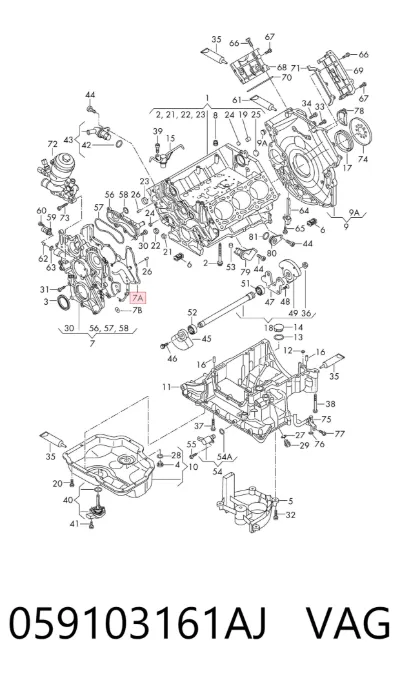 Junta de tapa frontal del motor VAG 059103161AJ