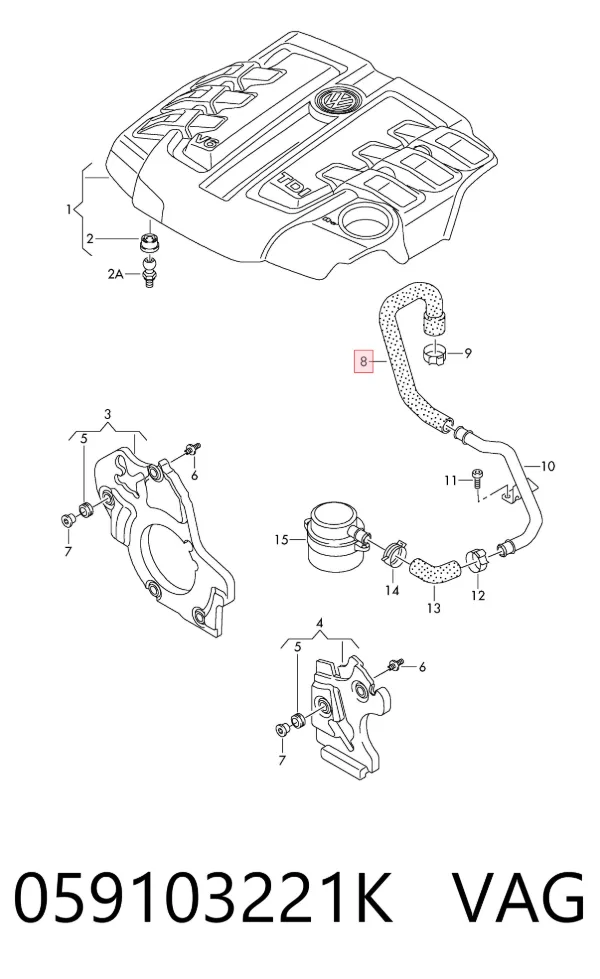 Tubo de ventilación del cárter 059103221K VAG