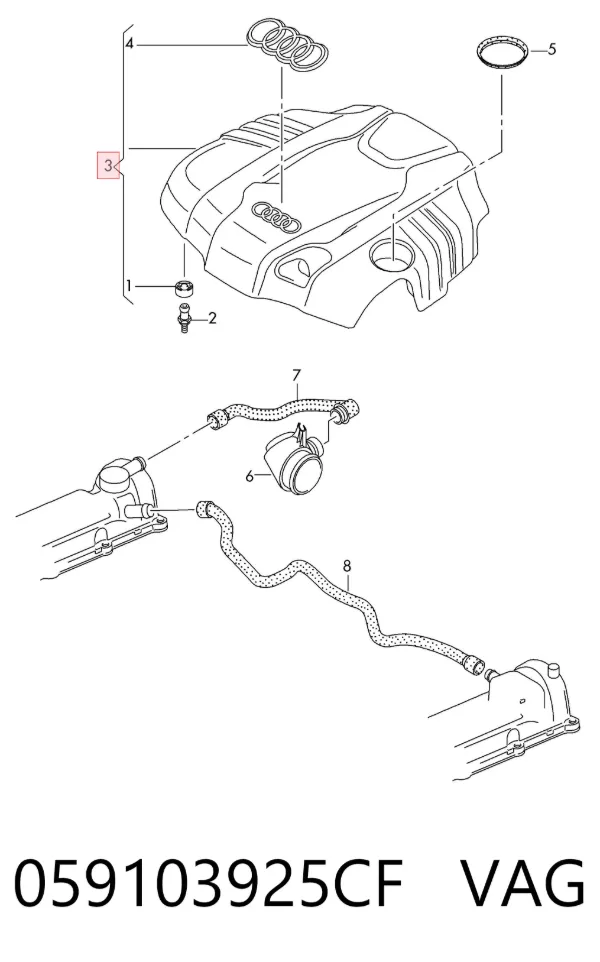 Tapa motor 059103925CF VAG