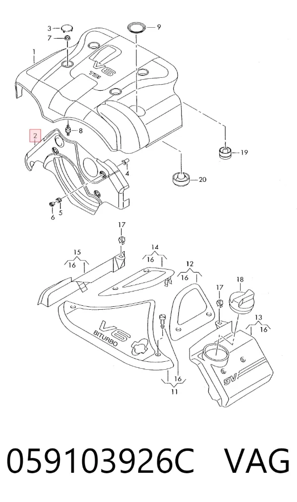Tapa motor 059103926C VAG