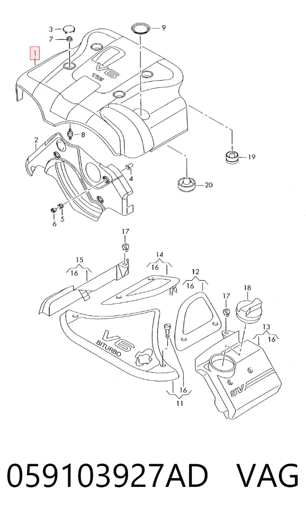 Tapa motor 059103927AD VAG