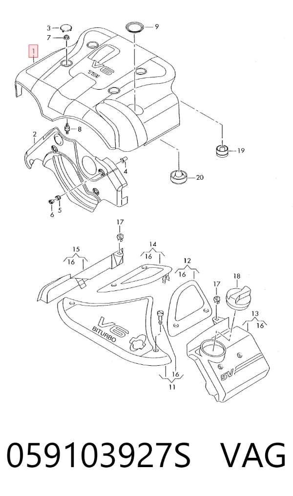 Tapa motor 059103927S VAG