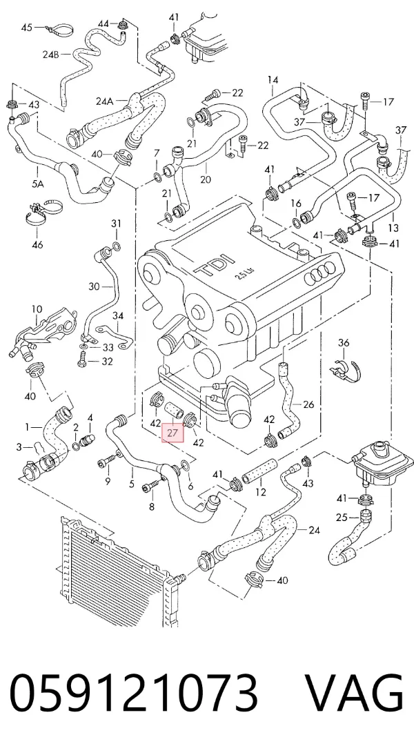 Manguera radiador 059121073 VAG