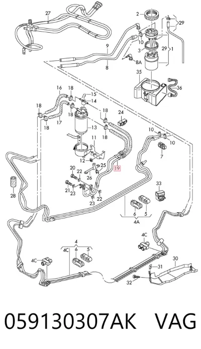 Juego de tuberías de combustible VAG 059130307AK