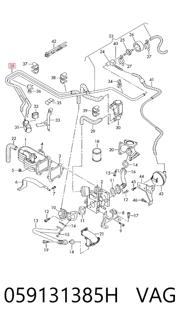 Manguera de vacío de control de EGR 059131385H VAG