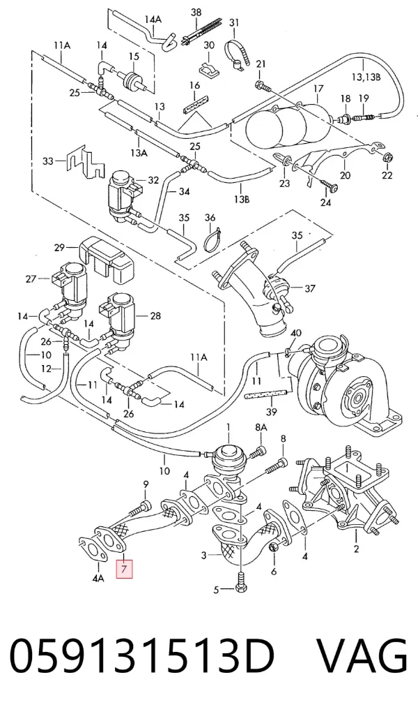 Enfriador de recirculación de gases de escape EGR 059131513D VAG