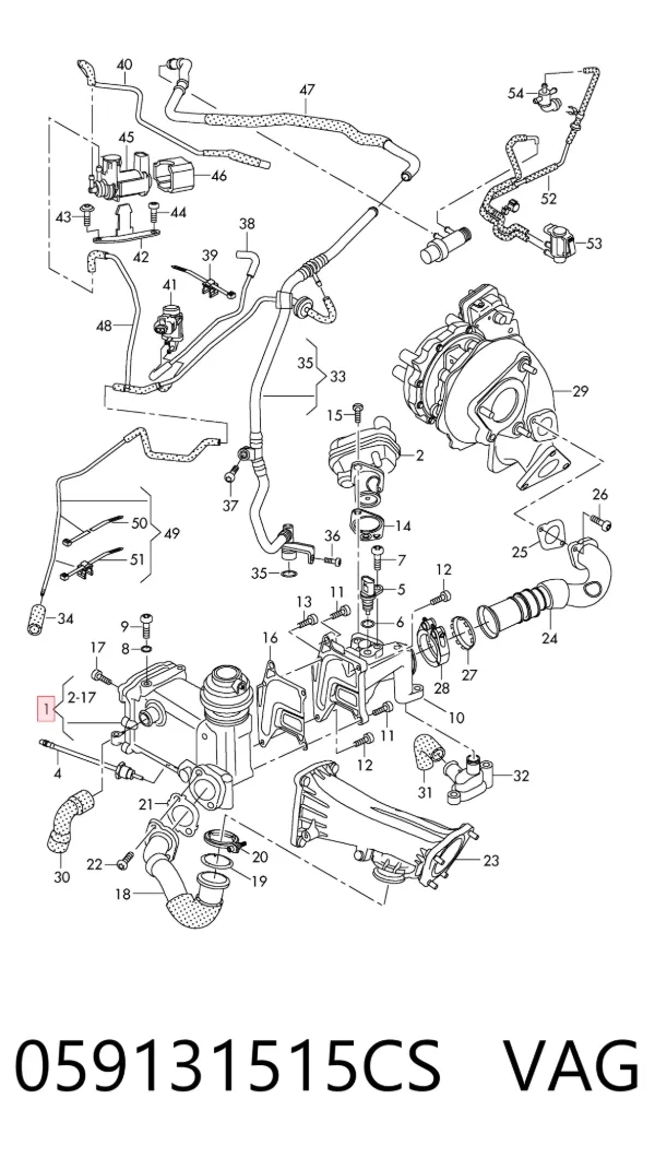 Enfriador de recirculación de gases de escape EGR 059131515CS VAG