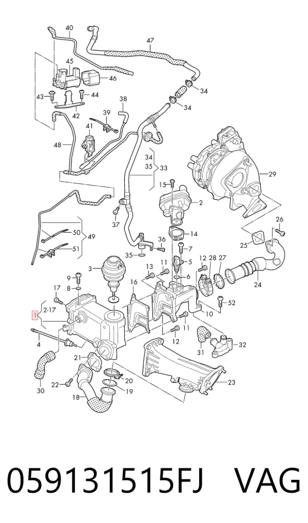 Enfriador de recirculación de gases de escape EGR 059131515FJ VAG