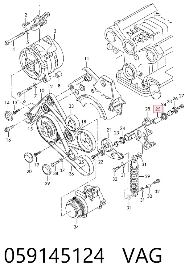 Tensor de correa poli V 059145124 VAG