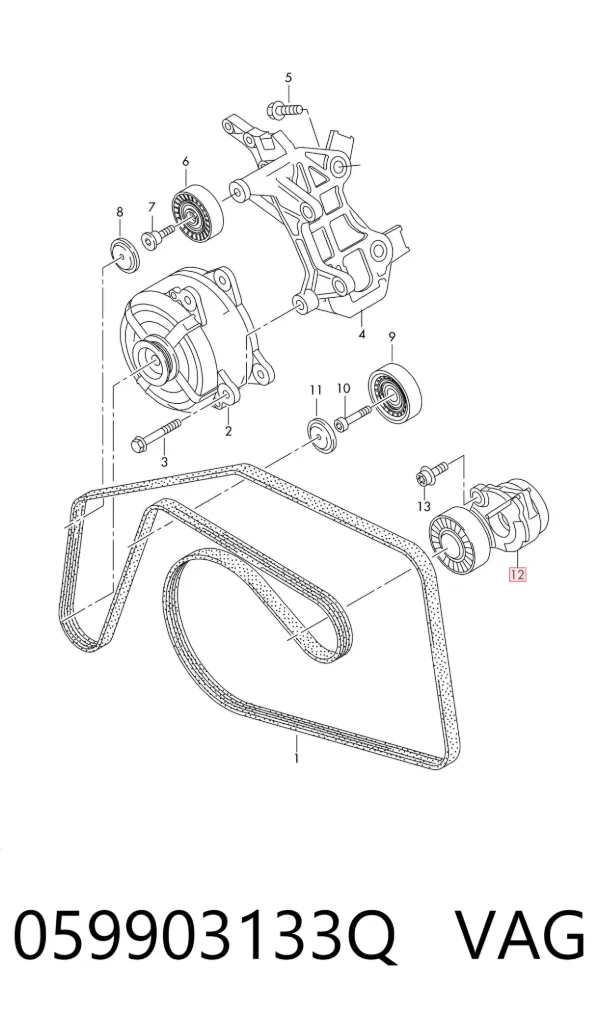 Tensor de correa de alternador 059903133Q VAG