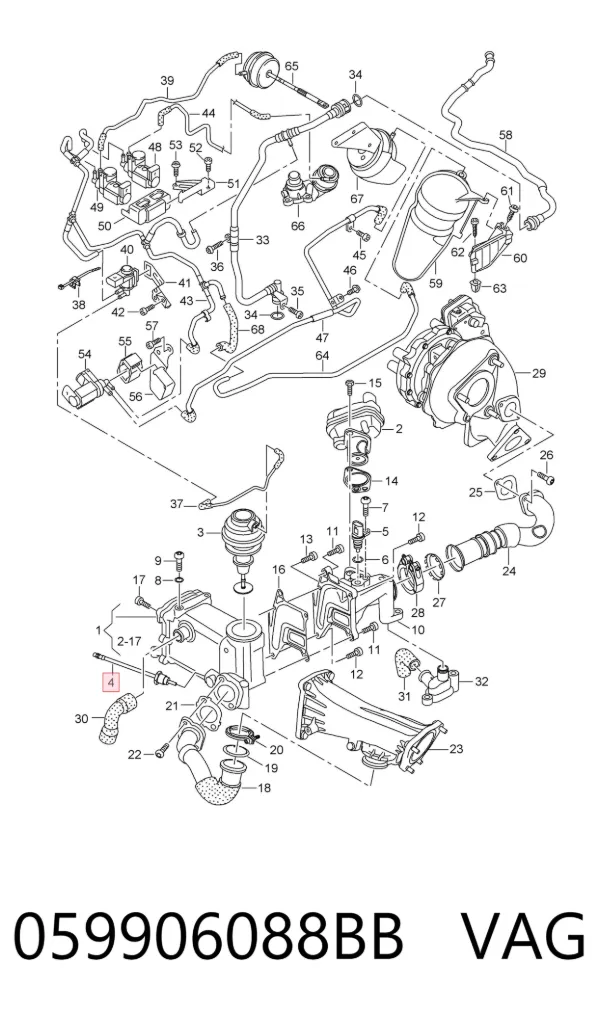 Sensor de temperatura de gases de escape de la válvula EGR 059906088BB VAG