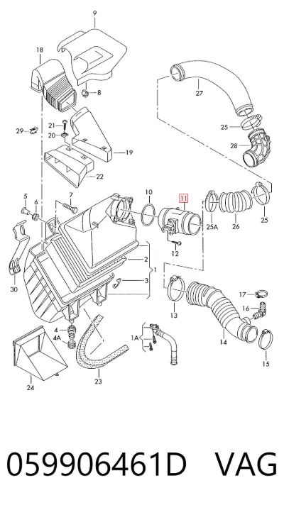Sensor de flujo de masa de aire VAG 059906461D