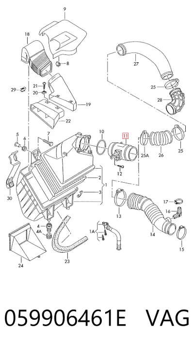 Sensor de flujo de masa de aire VAG 059906461E