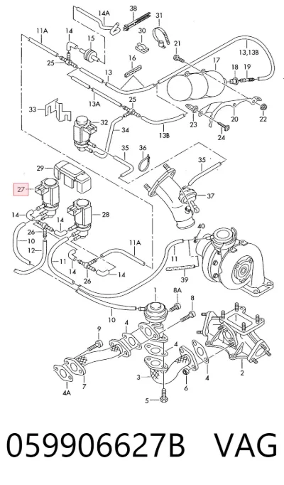 Válvula solenoide de control de presión de sobrealimentación VAG 059906627B