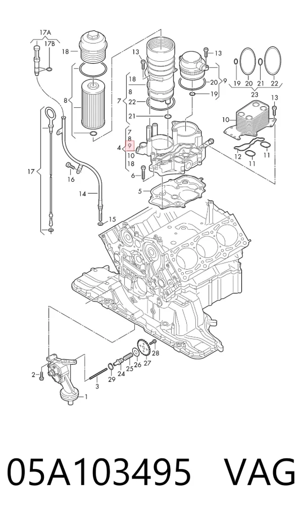 Separador de aceite del sistema de ventilación del cárter 05A103495 VAG