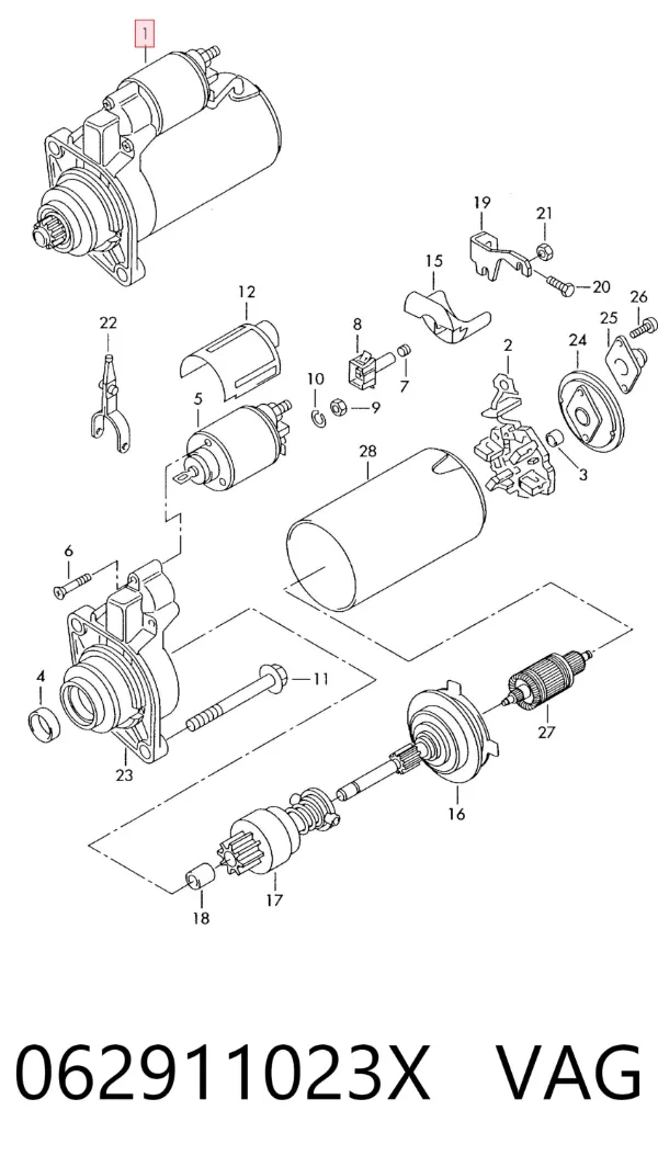 Motor de arranque 062911023X VAG