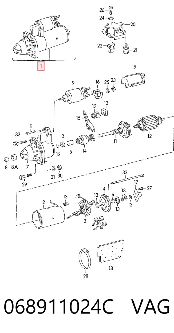 Motor de arranque 068911024C VAG