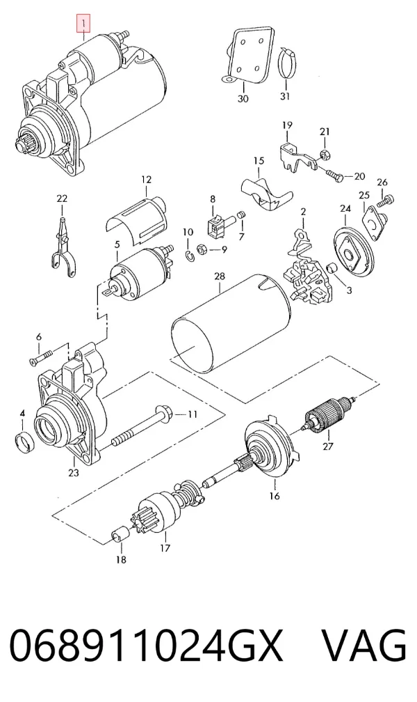 Motor de arranque 068911024GX VAG