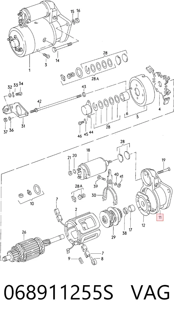 Tapa trasera del motor de arranque 068911255S VAG