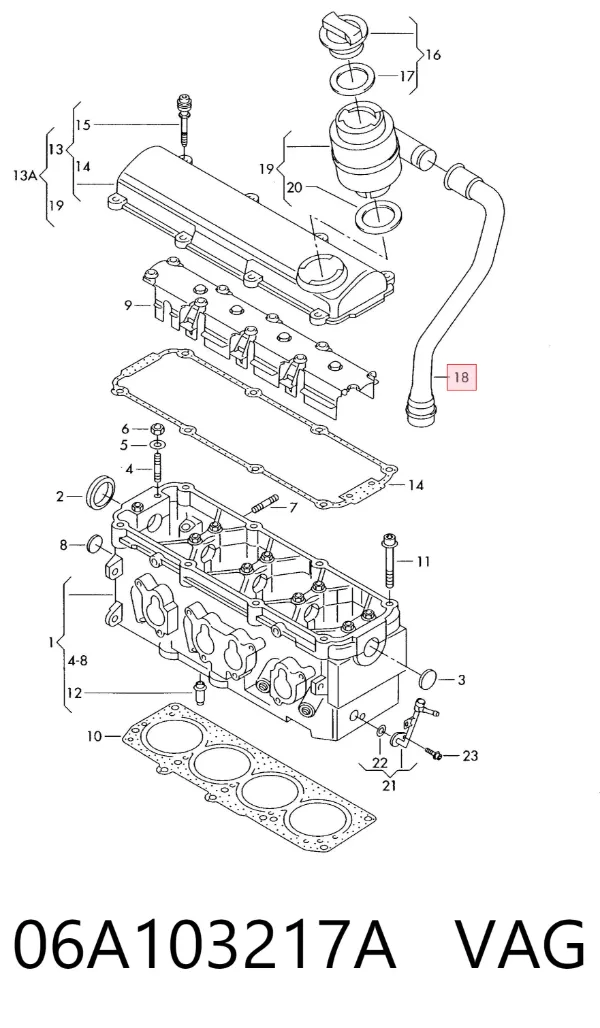 Tubo de ventilación del cárter 06A103217A VAG