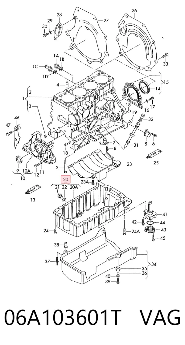 Cárter de aceite del motor 06A103601T VAG